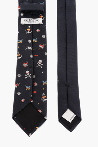 Silk Tie with Jacquard Pirate Motif