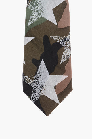 Silk Tie with Camou-Stars Pattern