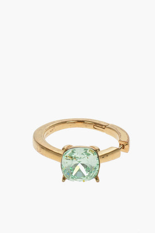Gold-toned SOLITAIRE Ring-shaped Earring with Crystal-embellishment