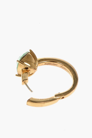 Gold-toned SOLITAIRE Ring-shaped Earring with Crystal-embellishment
