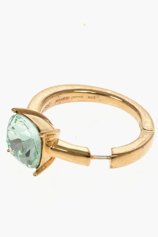 Gold-toned SOLITAIRE Ring-shaped Earring with Crystal-embellishment