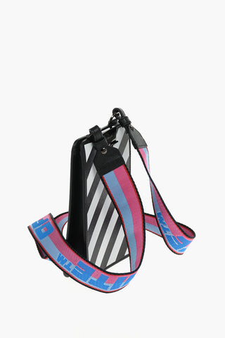 Grained-leather BINDER VERTICAL Phone Holder with Logoed Woven Strap