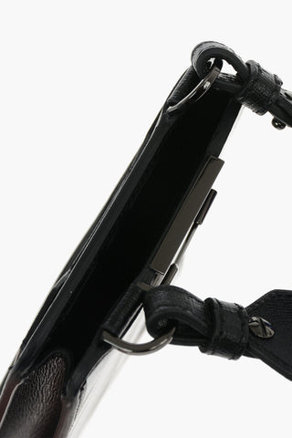 Grained-leather BINDER VERTICAL Phone Holder with Logoed Woven Strap
