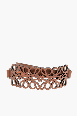 Leather Belt Embellished with ANAGRAM