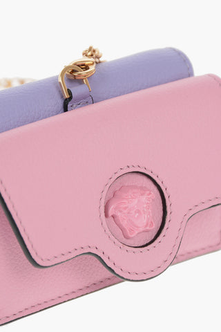Grained-leather Mini Trifold Wallet with Detachable Strap