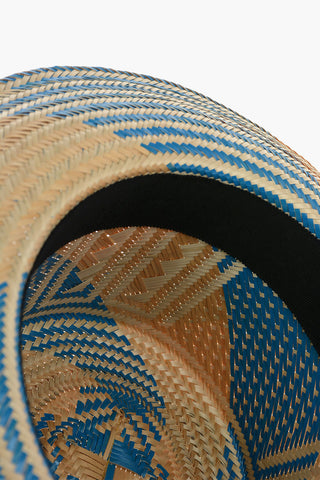 Bicolour Iraka-straw MIKU Hat detailed with Pom poms