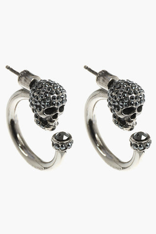 Loop SKULL Earrings Detailed with Rhinestones