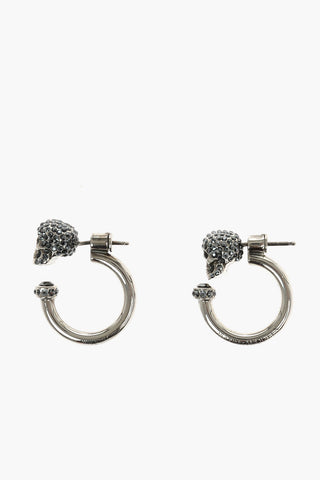 Loop SKULL Earrings Detailed with Rhinestones