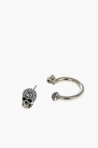 Loop SKULL Earrings Detailed with Rhinestones