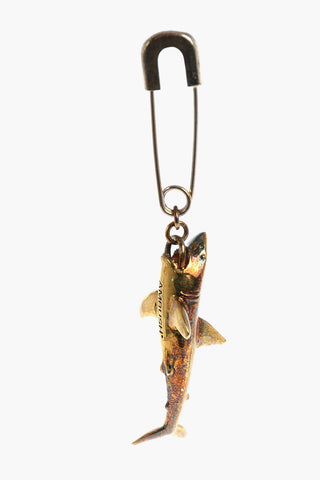Gold-toned Single Earring with Shark-shaped Pendant