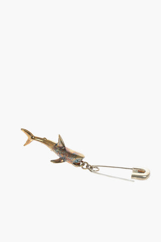 Gold-toned Single Earring with Shark-shaped Pendant