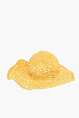 Cappello in Paglia Crochet con Ala Arricciata