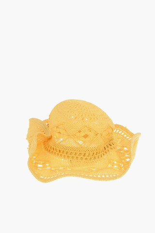 Cappello in Paglia Crochet con Ala Arricciata