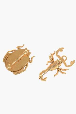 Gold-toned Brooch Set in Scorpion and Beetle Shape