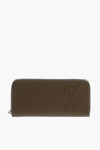 Leather Wallet with Embossed Anagram Logo