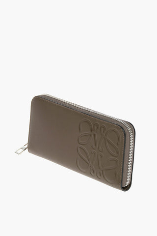 Leather Wallet with Embossed Anagram Logo