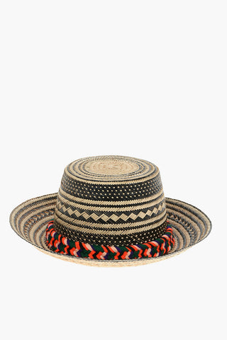 Iraka-straw KERALA Hat Detailed with Pom Poms