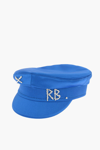Crystal-embellished Satin Baker Boy Hat