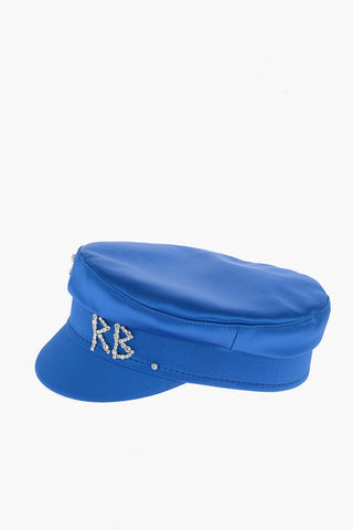 Crystal-embellished Satin Baker Boy Hat