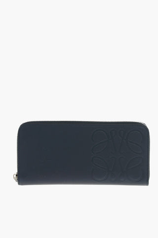 Leather Wallet with Embossed Anagram Logo