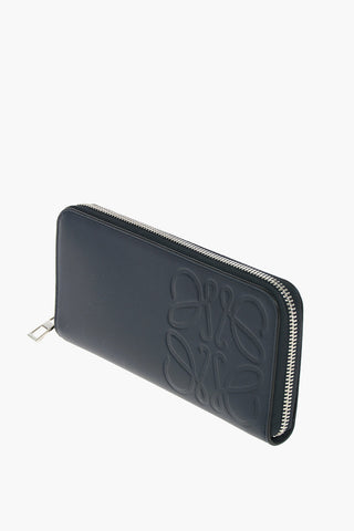 Leather Wallet with Embossed Anagram Logo