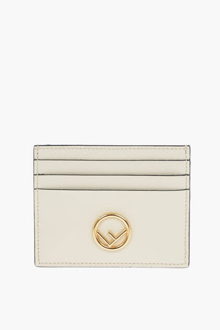 Leather FF Card Holder with Gold-toned Logo