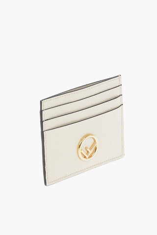 Leather FF Card Holder with Gold-toned Logo