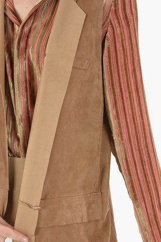 Suede Sleeveless Overcoat with Flap Pockets