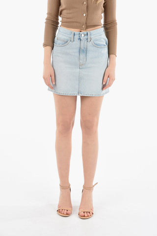 5 Pockets Light Wash Denim Miniskirt