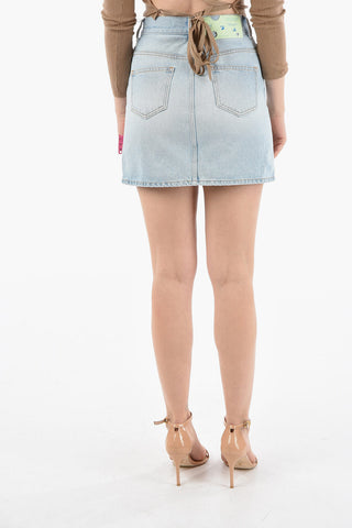 5 Pockets Light Wash Denim Miniskirt