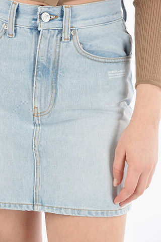 5 Pockets Light Wash Denim Miniskirt