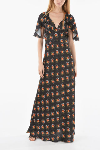 Butterfly Sleeves V Neck Maxi Dress