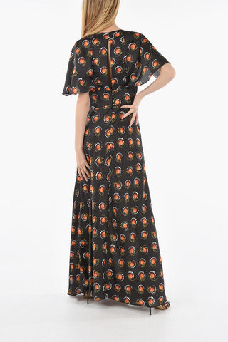 Butterfly Sleeves V Neck Maxi Dress