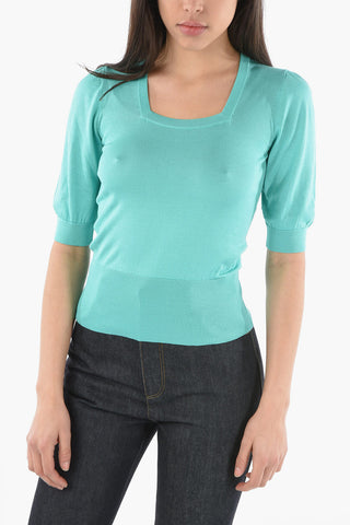 Maglia in Seta Girocollo con Maniche 3/4