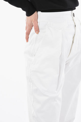 Tapered-fit Cropped Denims with High Waist and Pleats 15cm