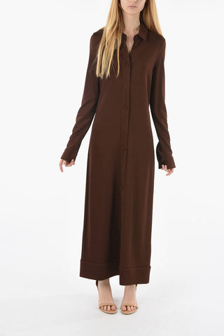 Stretchy Long Sleeved Maxi Shirt Dress