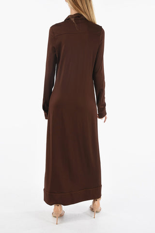 Stretchy Long Sleeved Maxi Shirt Dress