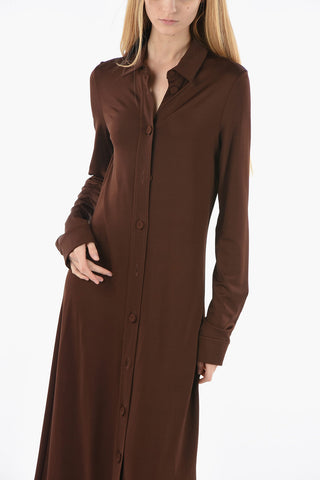 Stretchy Long Sleeved Maxi Shirt Dress