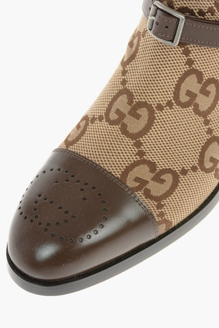 Under the knee GG Monogram Fabric Boots with Leather Strap 3,5cm