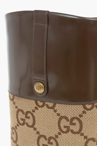 Under the knee GG Monogram Fabric Boots with Leather Strap 3,5cm