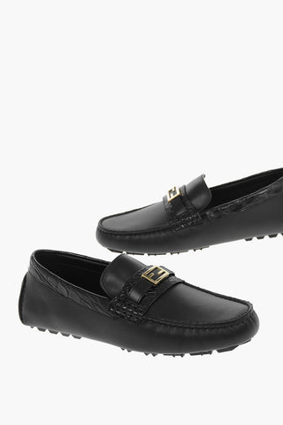 Caimanskin Detail Leather Loafers
