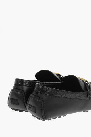 Caimanskin Detail Leather Loafers