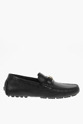Caimanskin Detail Leather Loafers