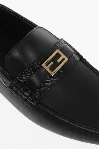 Caimanskin Detail Leather Loafers