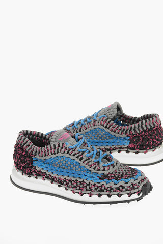 Woven Fabric SPIRAL KNOT Lace-up Low Sneakers