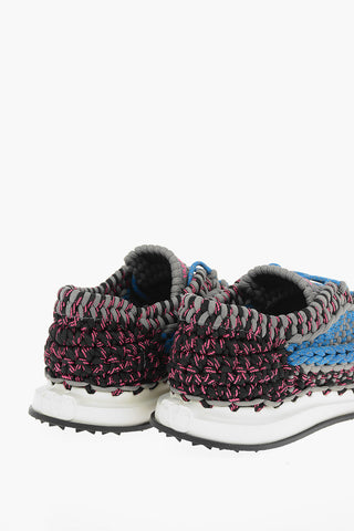 Woven Fabric SPIRAL KNOT Lace-up Low Sneakers