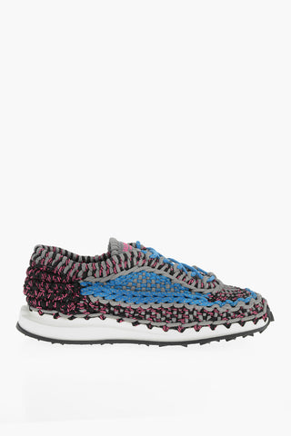 Woven Fabric SPIRAL KNOT Lace-up Low Sneakers