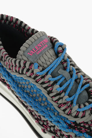 Woven Fabric SPIRAL KNOT Lace-up Low Sneakers