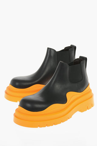 Leather Chelsea Ankle Boots With Platform Soles