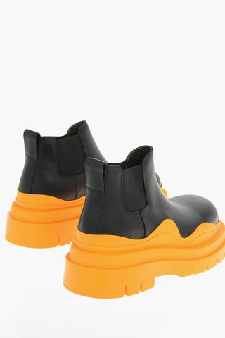 Leather Chelsea Ankle Boots With Platform Soles